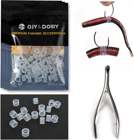 Wacky Worm O-Rings (180/150/120 Packs) – Heavy-Duty Silicone Senko Bait Protector (Only Kit Includes Tool) | Prevents Bass from Ripping Soft Plastics | Fits All Senko Worms (Small/Medium/Large)