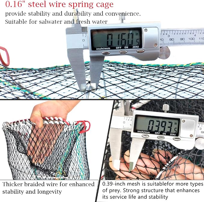 Drasry Crab Trap Bait Lobster Crawfish Shrimp Portable Folded Cast Net Magic Collapsible Fishing Traps Nets Accessories for Blue Crabs