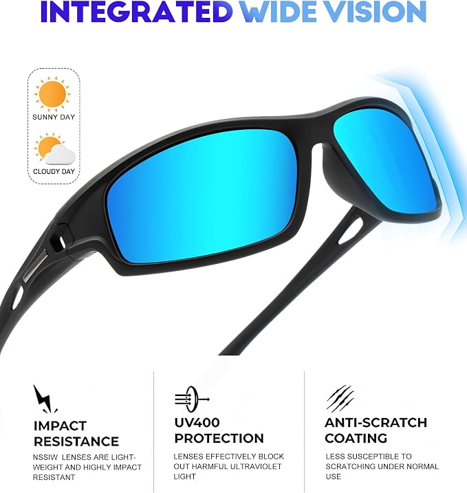NSSIW Polarized Sunglasses-Men Sports Mens-Sunglasses: Sun Glasses Women Polarized UV400 Protection for Fishing Running Golf