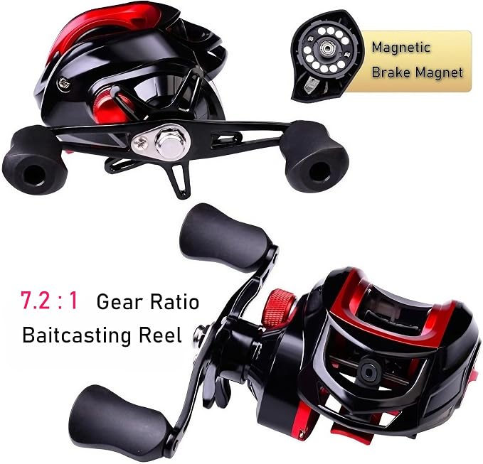 Metal + Nylon Baitcasting Reel - 7.2:1 High-Speed, Metal Spool, Dual Magnetic Brake, 8kg Drag, Long-Casting Anti-Backlash Lure Reel for Bass & Multi-Species Fishing