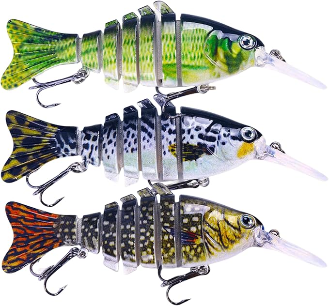 Keenjorika Fishing Lures Multi Jointed Fish Fishing Kits, Slow-Sinking Lifelike Segmented Swimbait Crankbaits, Realistic Swimming Action for Bass, Trout, Pike & Walleye, Freshwater and Saltwater