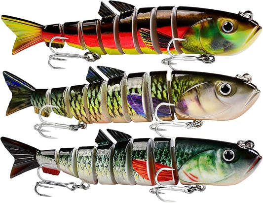 Keenjorika Fishing Lures Multi Jointed Fish Fishing Kits, Slow-Sinking Lifelike Segmented Swimbait Crankbaits, Realistic Swimming Action for Bass, Trout, Pike & Walleye, Freshwater and Saltwater
