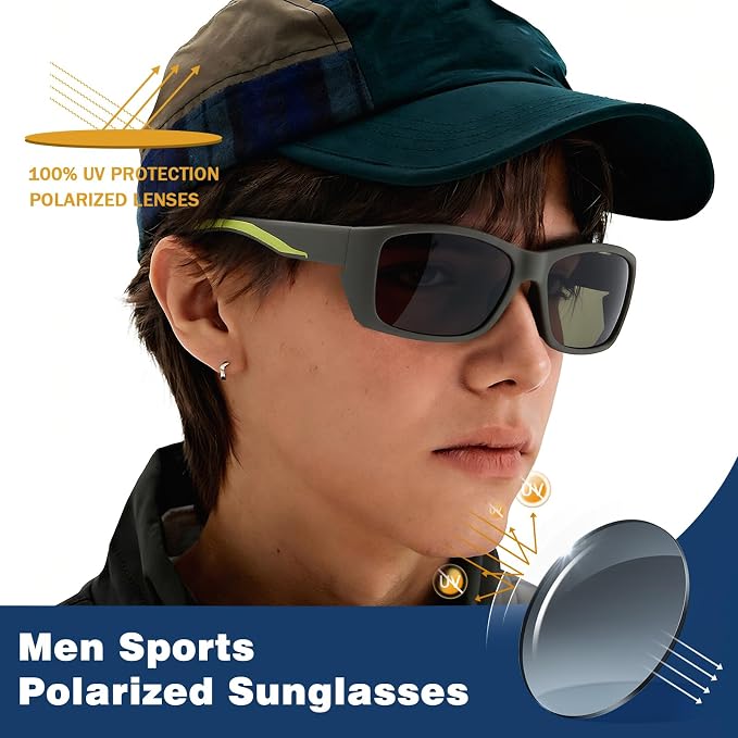 Polarized Sports Sunglasses for Men Women UV400 Protection Glasses Wrap Around Goggles for Driving Fishing Cycling