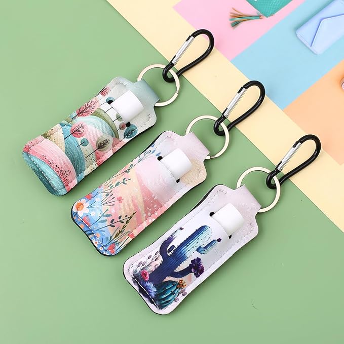 COOKOOKY Keychain Holder for Chapstick Lipstick Lip Gloss Cute Lip Balm Keychain Holder with Clip