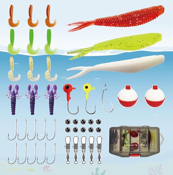 Kids Rod Set, Kids Fishing Rod and Reel Combo and Fishing Net Tackle Box with Fishing Lure Hook and Bag for Girls Beginners, Kids, Youth Anglers