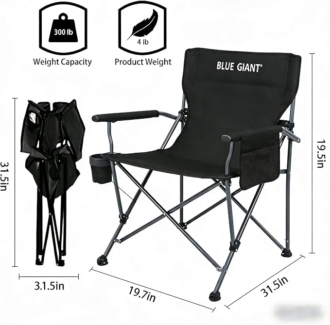 Reclining Folding Fishing Chair,Lightweight Beach Chair with Breathable Cushion, Portable Outdoor Chair for Fishing, Camping, Beach & Travel (Black)