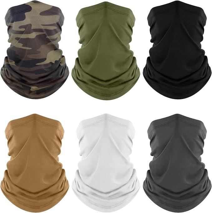Fuinloth Neck Gaiter, 6 Pack Cooling UV Protection Bandana Face Mask Gator Scarf for Men Women