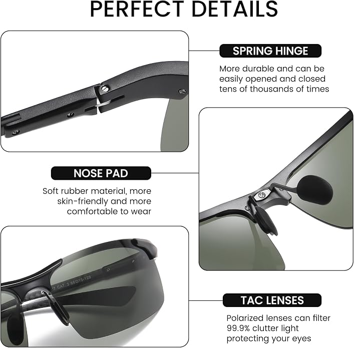 DUCO Polarized Sunglasses Mens Ultralight Carbon Fiber Sun Glasses for Men Driving Sports Fishing UV400 Protection DC8277