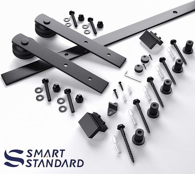 SMARTSTANDARD 6ft Barn Door Hardware kit, Barn Door Track, Sliding Door Hardware kit, Smoothly and Quietly -Heavy Duty Sturdy -Easy to Install, Fit 36" Wide Door Panel (I Shape Hanger)