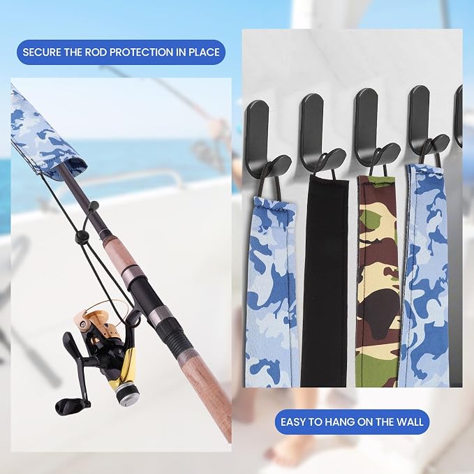 Neoprene Camo Fishing Rod Sleeves,Fishing Pole Sleeves,Fishing Rod Socks | UV Resistance,Puncture Resistant, Protect Casting, Spinning, Trolling Fishing Rods, Storage, tangled-free,75in,68in,60in