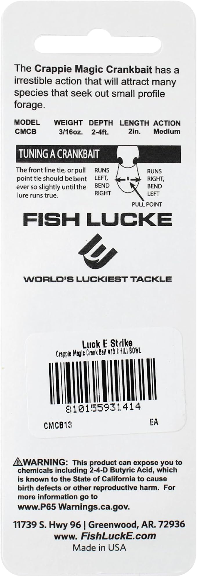 Luck E Strike Crappie Magic Crankbait (2 Inch Crappie Lure) Made in The USA