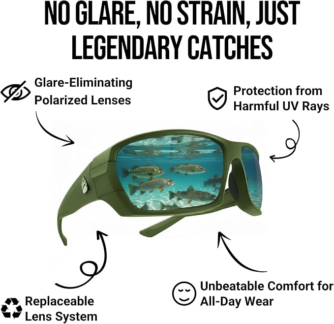 Fishing Glasses Pro Kit - Polarized Sunglasses With 4 Lenses for Clear Visibility in Offshore & Shallow Water