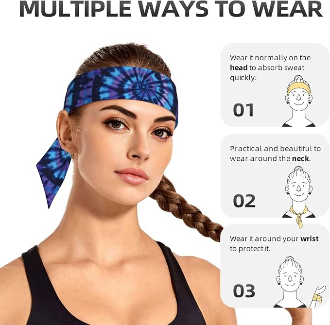 Sports Tie Headbands for Men Women, Adjustable Ninja Karate Head Band Headband for Basketball, Running, Tennis, Yoga