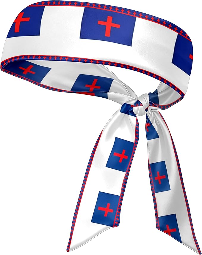 Flag Tie Headbands for Men Women, Moisture Wicking Sweatband Breathable Sports Headwrap, Non-Slip Stretchy Adjustable Fitness Hair Band