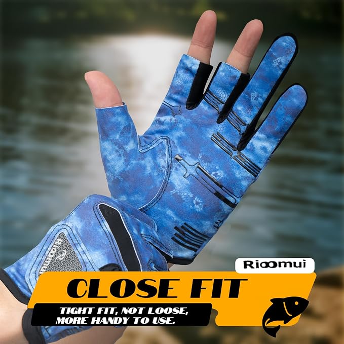 3-Cuts Fishing Gloves Men, Lightweight Breathable Anti-Slip Kayak Gloves Women for Kayaking, Sailing,Paddling,Rowing Enhanced Grip and Comfort