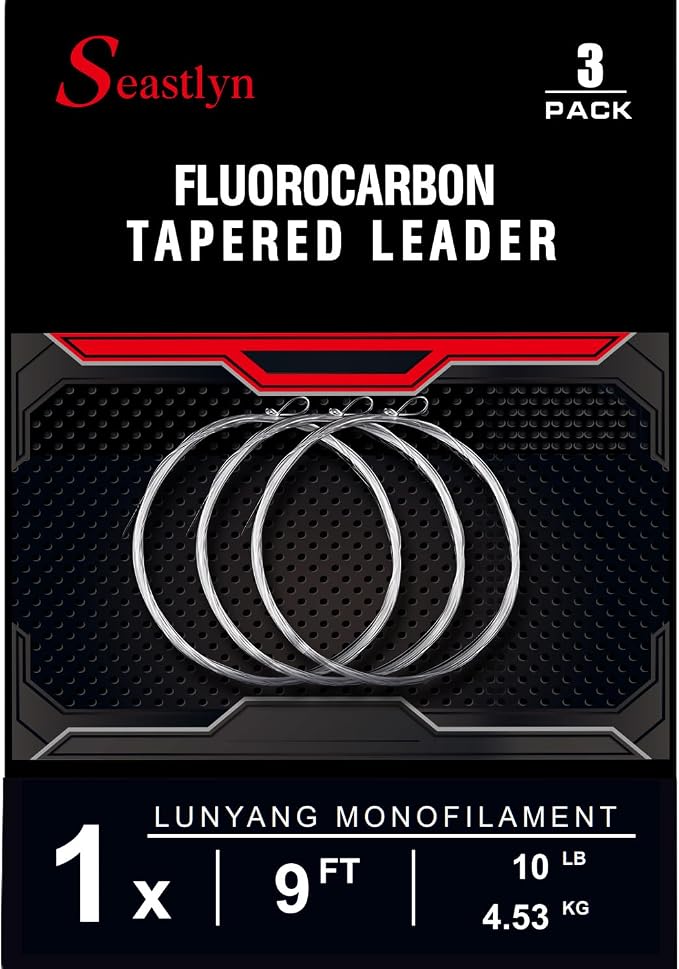 3 Packs Pre-Tied Loop Fly Fishing Tapered Leader Fluorocarbon 7.5FT 9FT 12FT 0X 1X 2X 3X 4X 5X 6X 7X 8LB-26LB