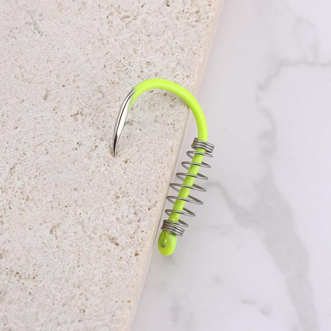 20Pcs Spring Fishing Hooks, High Carbon Steel Hooks with Metal Spring Barbed Swivel Fishing Hooks Suitable forPower Bait Trout Carp