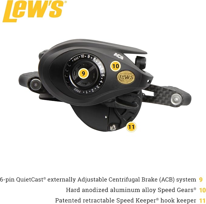 Lew's Tournament Pro LFS Speed Spool Baitcast Fishing Reel, Aluminum Frame, Premium 11 Stainless Steel Ball Bearings