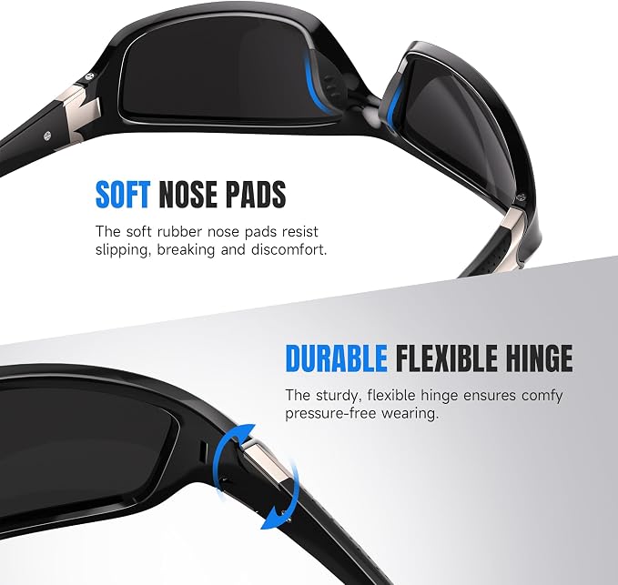 Polarized Sports Sunglasses for Men - Wrap Around Mens Sunglasses UV Protection for Fishing Cycling Driving