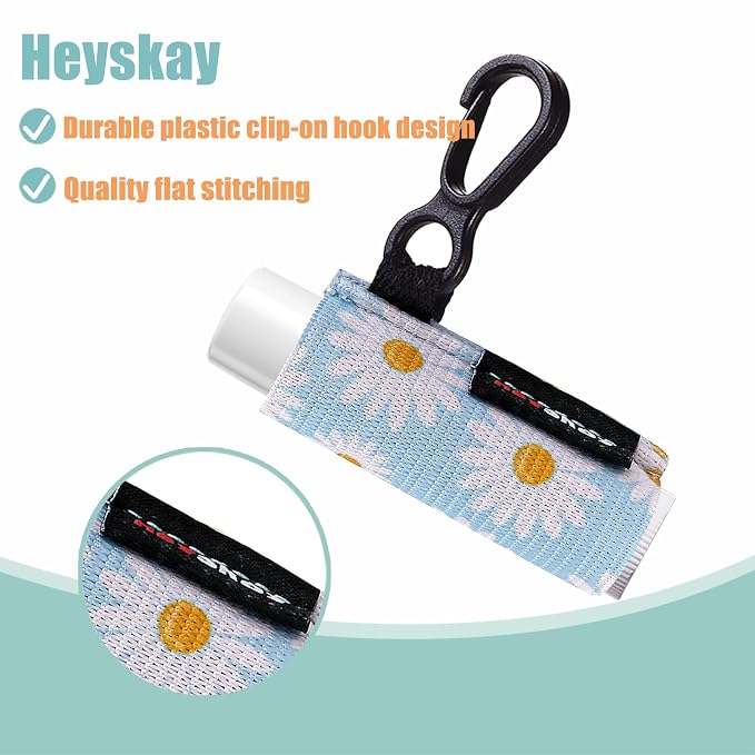 HEYSKAY 3PCS Lip Balm Holder Sleeves Lipstick Keychain Holder Chapsticks Holder Lip Gloss Holder Keychain Lipstick Elastic Sleeves(Floral Set B)