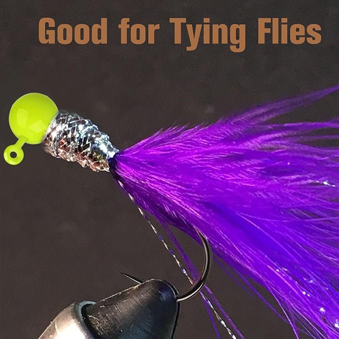 Dovesun 100pcs Fly Tying Jigs Kit, Jig Heads for Fly Fishing 1/124oz 1/80oz 1/64oz 1/32oz 1/16oz Jig Head Small Fly Fishing Hooks DIY Lure Making Kit Suit for Tying Flies | Crappie Lures