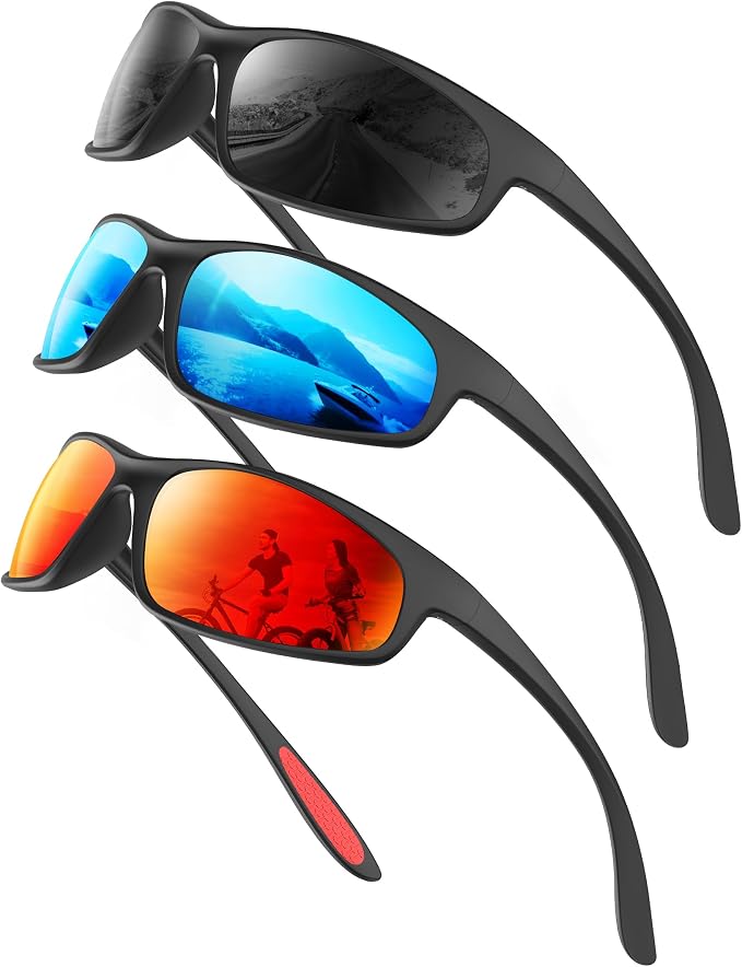 KALIYADI Mens-Sunglasses Polarized Sunglasses-Men Sports: Sport Sun Glasses for Running Cycling Fishing with UV Protection