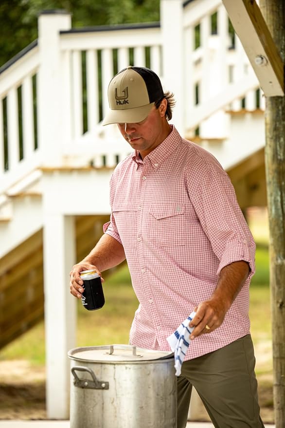 HUK Men's Mesh Trucker Snapback Hat | Anti-Glare Fishing Hat