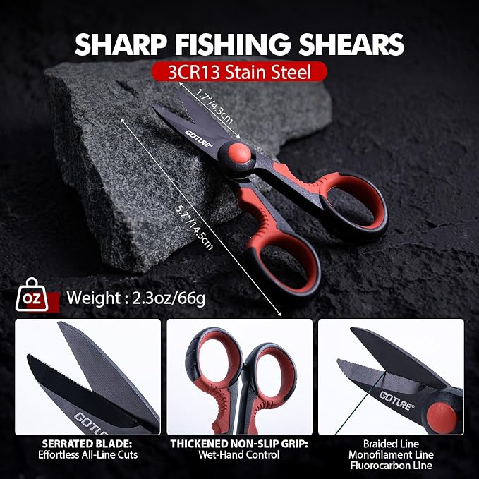 Goture Fishing Tool Kit,Fishing Pliers,Fillet Knife with Sheath,Fish Lip Gripper,Fish Hook Remover,Lanyard,Line Scissors,Sharpener,Stainless Steel Soap,Saltwater Gear Kit,Red/Pink,Gifts for Men/Women