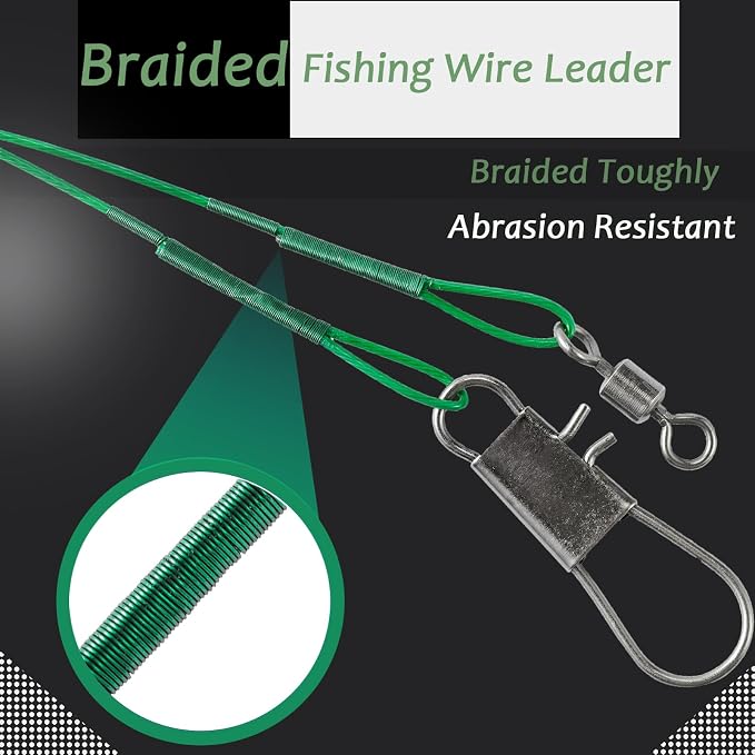 AMYSPORTS Saltwater Steel Leaders Fishing Rigs Heavy Duty Wire Leader Lures High Strength Fishing Leader Freshwater Black Nickel