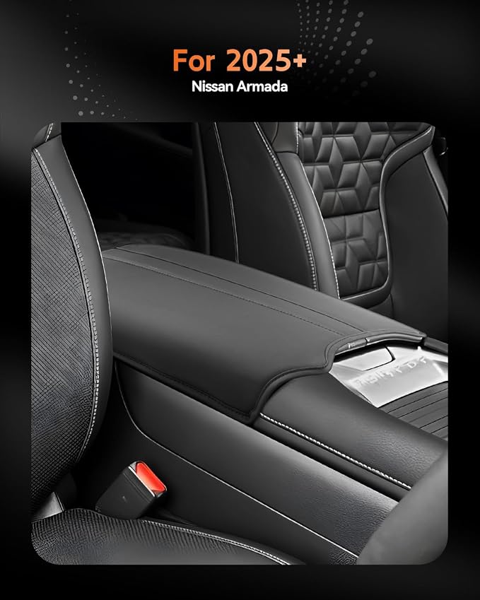 CDEFG for 2025 2026 Nissan Armada Center Console Cover Armrest Box Cover for Armada (SV, SL, Platinum, Pro-4X, Platinum Reserve) Accessories Console Arm Rest Protector