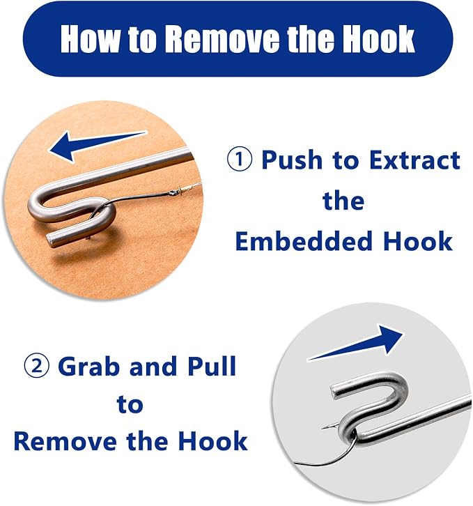 Elsjoy 2 Pack Fishing Hook Remover, 12" Fish Dehooker Tool Saltwater Fish Hook Remover, Shark Hook Removal Tool for Quick Removal