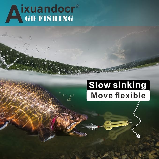 Bass Fishing Lure, Fishing Spoons, Topwater Fishing Lures with Trebles Hooks, Trout Fishing Lures, Fishing Tackle for Freshwater and Saltwater, Fishing Gifts for Men