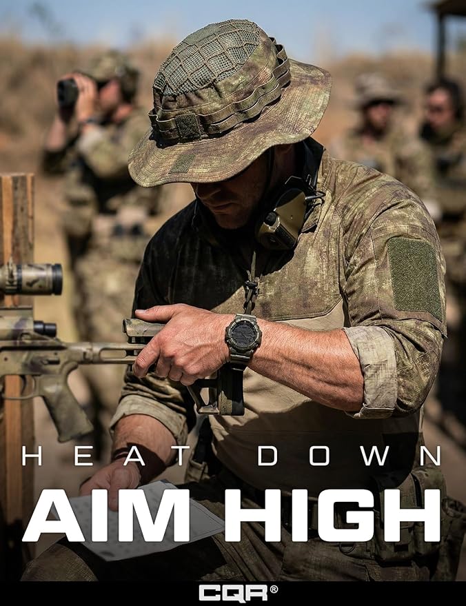 CQR Men's Tactical Boonie Hat, Breathable Packable Sun Hat for Hunting, Hiking, Fishing, Shooting, and Outdoor Activities