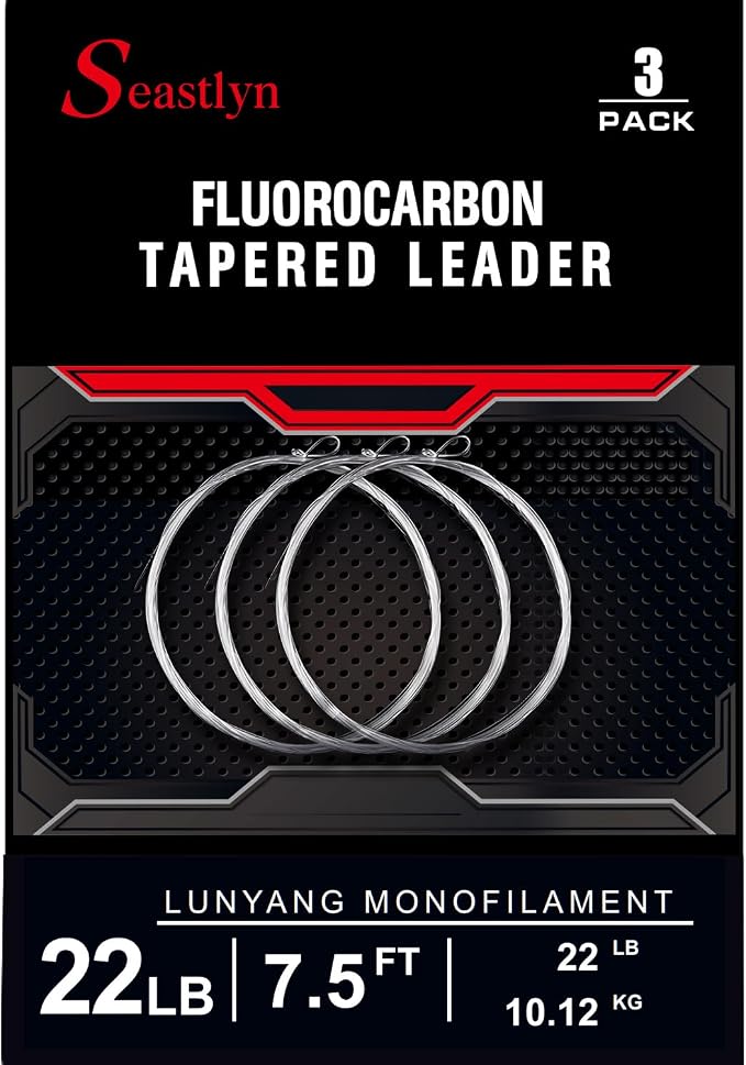 3 Packs Pre-Tied Loop Fly Fishing Tapered Leader Fluorocarbon 7.5FT 9FT 12FT 0X 1X 2X 3X 4X 5X 6X 7X 8LB-26LB