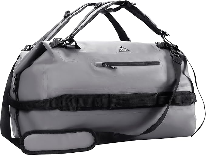 Haimont IPX7 Waterproof Roll-Top Dry Duffel Backpack | 60L/90L Sizes, 500D Tarpaulin, Welded Seams, Mesh Pockets, Boating & Kayaking