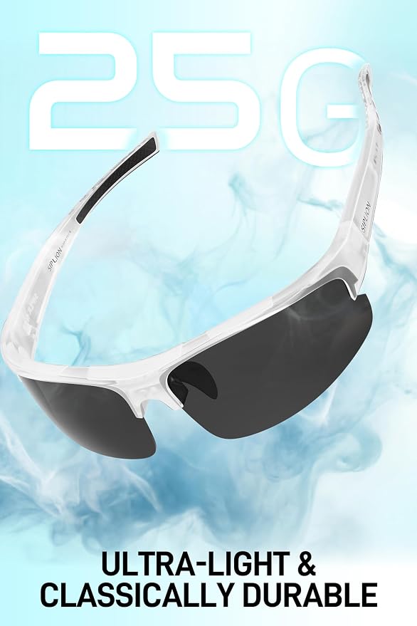 SIPLION Polarized Sunglasses Men Sports: UV400 Protection Anti-Slip Wrap-Around TR90 Frame for Driving Fishing Golf Running