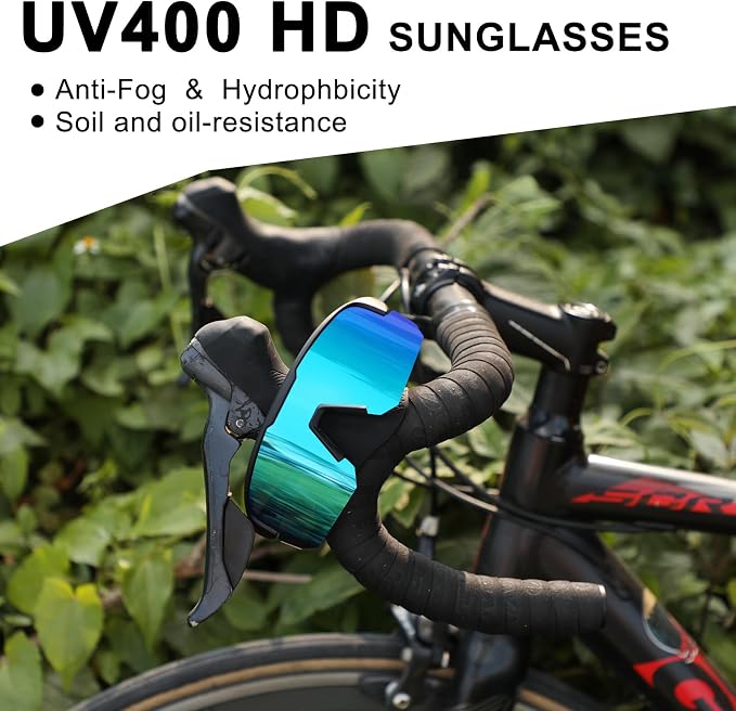 BangLong Lightweight Polarized Sports Sunglasses for Men Women, UV400 Protection Wrap-Around Sunglasses for Running Cycling