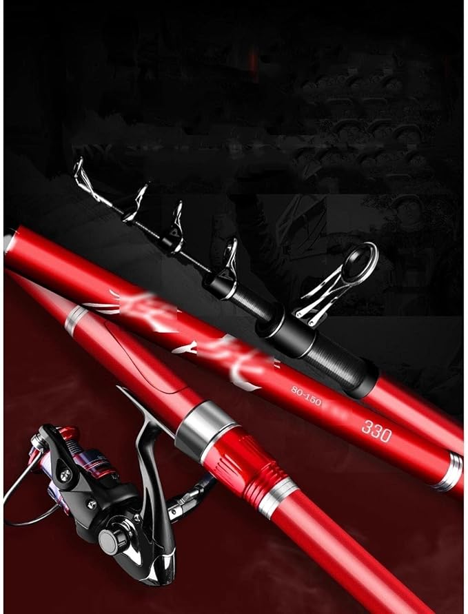Carbon Fiber Fishing Rod and Reel Combo Set, Sea Fishing Rod, Super Hard Long Shot Red Rod for Big Fish(4.2M)