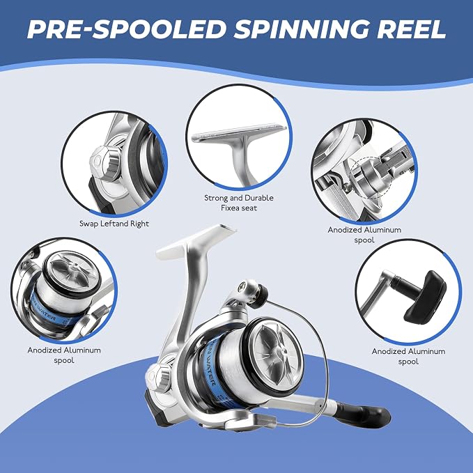 Telescopic Fishing Rod and Reel Combo, 2PCS 5.9FT Collapsible Fishing Pole Set with Pre-Loaded Spinning Reel Lures and Carrier Bag, Saltwater Freshwater Fishing Gear for Adults