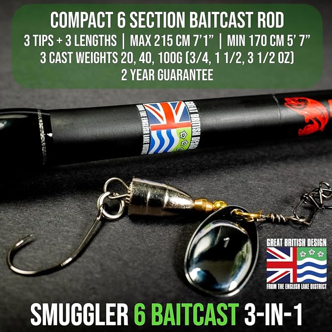 Rigged and Ready Smuggler Series™ Travel Fishing Rods. Super Compact, 1 Spinning Rod and Reel Combo, 4 Spin, 1 Casting Rod + Cases. 2, 3 or 4 Tips. Spin and General Freshwater - Saltwater Fishing
