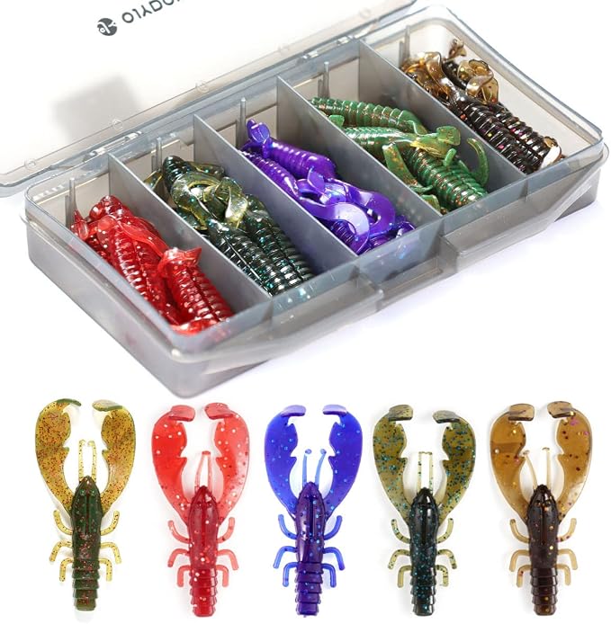 Ned Rig Baits Kit,TRD Soft Plastic Worms or Crawfish for Bass Fishing