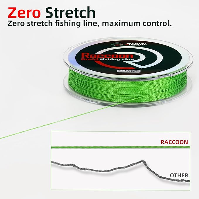 RUNCL Upgraded Braided Fishing Line, Colorfast Fishing Line Braid for Bass, Trout, Crappie, Ultra Strong Braid for Saltwater Freshwater, Abrasion Resistant, Zero Stretch, 6-80lb, 150/300/500/1000Yds