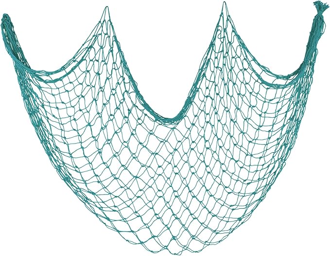 ZUEXT Aqua Decorative Fishing Net 5x10 ft, Large Picture Fish Net, Wall Photo Hanging Fishnet for Nautical Mermaid Pirate Ocean Themed Hawaii Beach Under the Sea Party Decorations