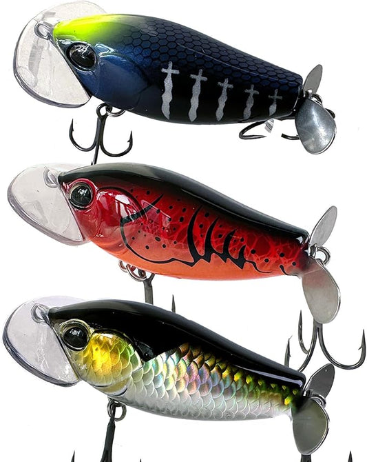 FONMANG Top Water Fishing Lures, 3-Pcs Topwater Lures for Bass Walleye Pike, 2025 New Wasp Crawl Bait for Freshwater and Saltwater
