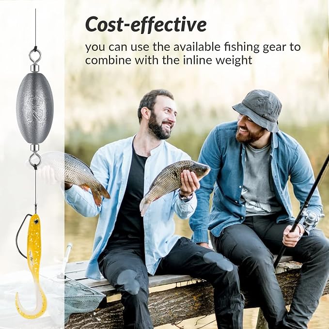 THKFISH Fishing Weights Inline Weights Trolling Sinkers Swivel Weights Quick Set Up Lead Fishing Sinker with Inner Swivel