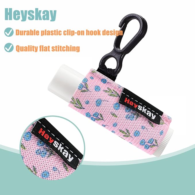 HEYSKAY 3PCS Lip Balm Holder Sleeves Keychain Lipstick Holder Key Chain Lip Gloss Holder Lipstick Elastic Sleeves