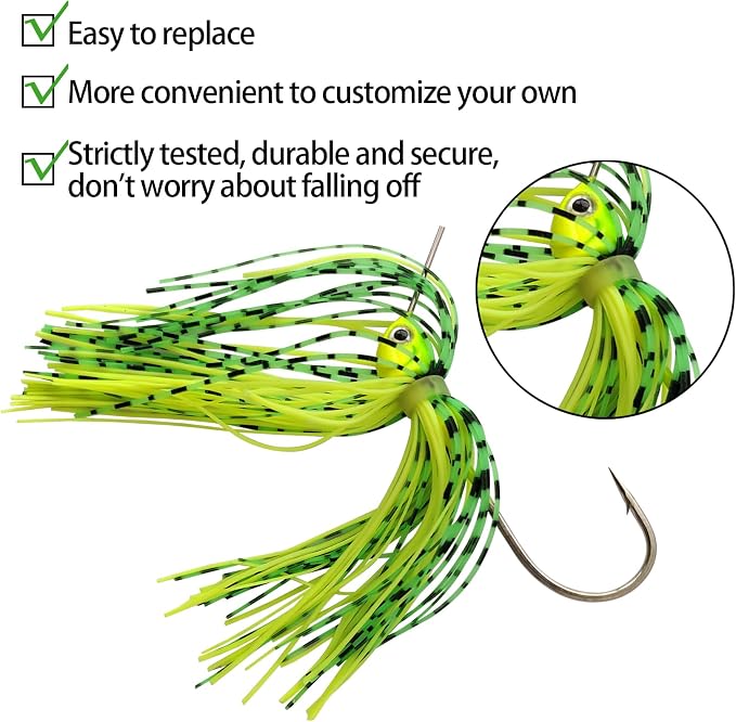 Eupheng Bass Spinnerbaits, 1/4 3/8 1/2 1/8 3/16 oz, Double Willow & Colorado Blades with Silicone Skirt Bass Spinner baits