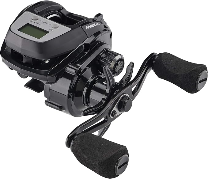 Abu Garcia Max Digital Line Counter Low Profile Baitcast Reel, Size LP (1498727), Carbon Fiber Star Drag, Max of 20lb | 9.0kg, Durable, Lightweight and Strong,Black