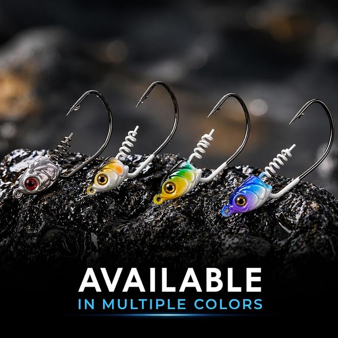 Swimbait Jig Heads for Bass Fishing, Weighted Jig Hooks for Paddle Tail Soft Plastic Lures, 3/16oz 1/4oz 3/8oz 1/2oz High Carbon Steel, Freshwater Saltwater Fishing