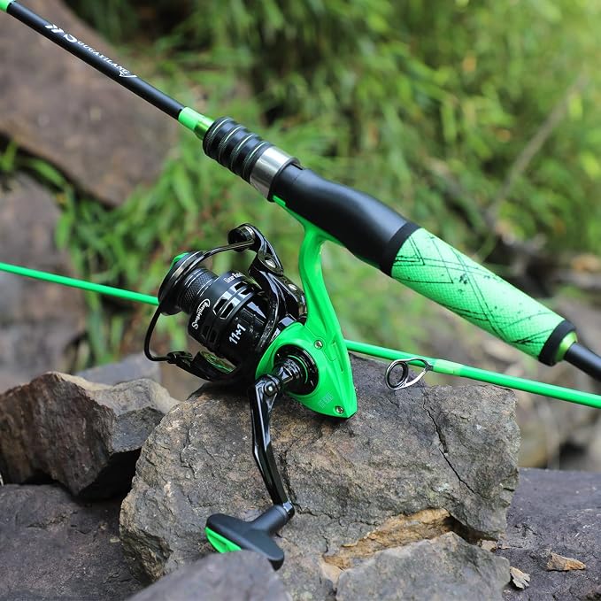 One Bass Fishing Rod and Reel Combo, Spinning Combo with SuperPolymer Handle